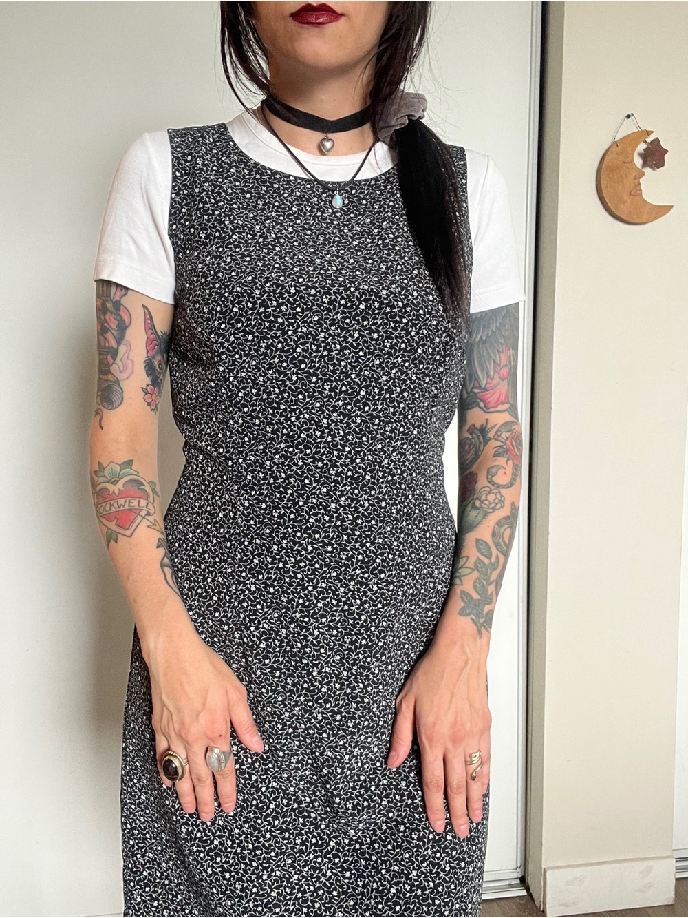 Vintage 90’s floral mini/midi dress | grunge, practical magic, whimsigoth - Picture 5 of 7
